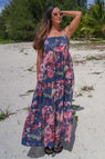 Navy floral maxi dress with wide straps