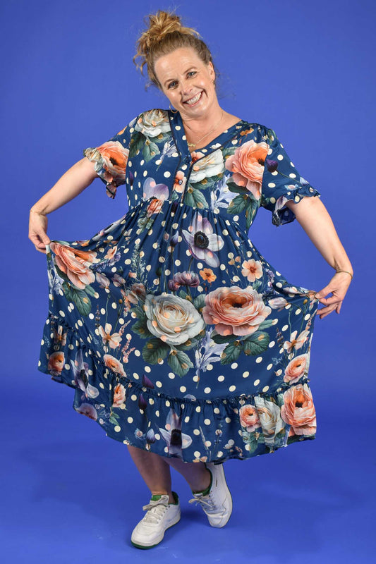 Liberty Dress	- Navy Spotty Floral