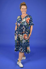 Liberty Dress	- Navy Spotty Floral