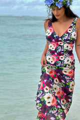 Swim Scarf Wrap - Navy Poppies