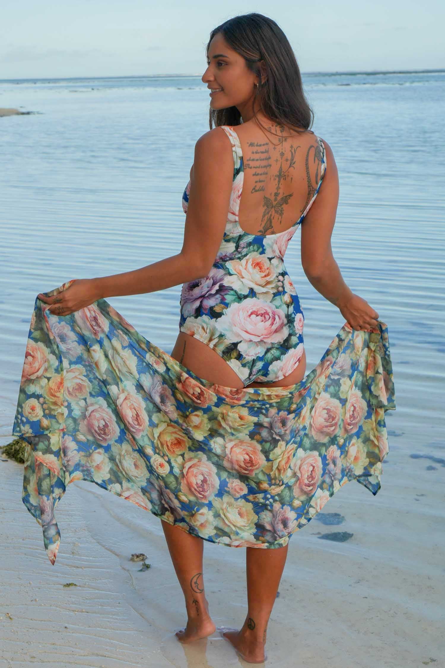 Swim Scarf Wrap Renoir’s Roses styled with Annah Stretton bather