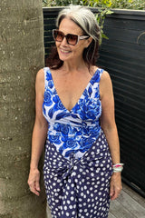 Front view Lily Bather Roses Are Blue – NZ women’s one-piece swimwear