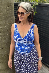 Lily Bather Roses Are Blue styled for beach or resort wear
