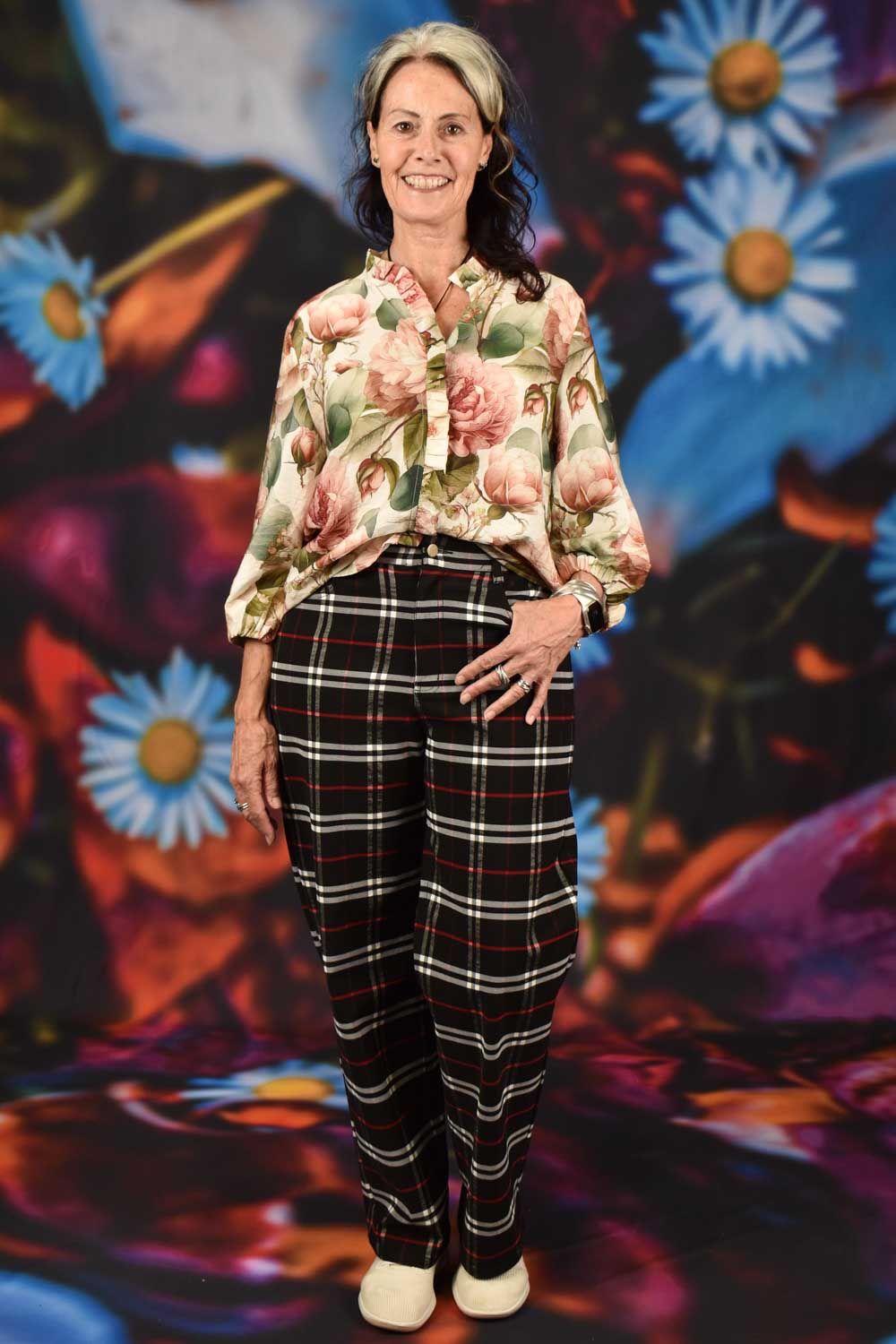 Wide leg plaid trousers womens