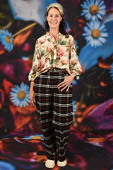 Wide leg plaid trousers womens