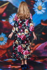Floral velvet midi dress womens
