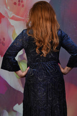 Back of the Annah Stretton Magic Velvet dress in blue