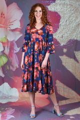 Magic Roses Dress - Navy