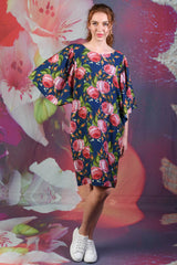 Model wearing Marley Dress - Navy Floral by Annah Stretton