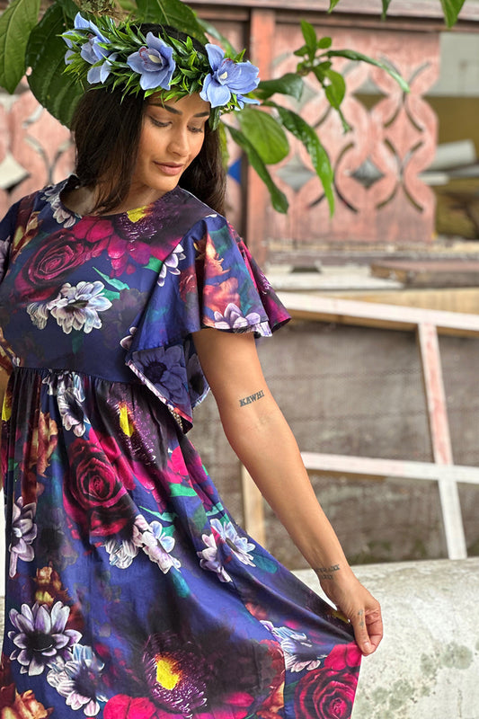 Maya Dress - Navy Rose