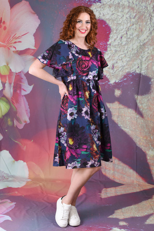 Maya Dress - Navy Rose