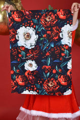 Festive cotton tea towel gift – Merry Bloom floral print