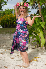 Elegant floral swimsuit with short sleeves and soft cup support