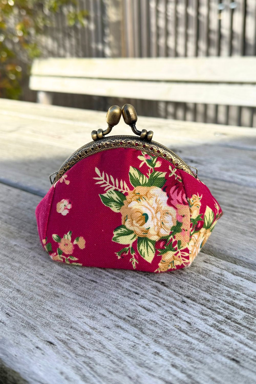 Mini Floral Coin Purse - Cerise/Red