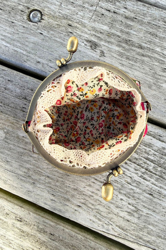 Mini Floral Coin Purse - Cerise/Red