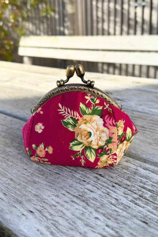 Mini Floral Coin Purse - Cerise/Red