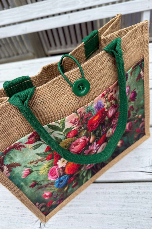 Eclectic Bouquet Mini Jute Bag