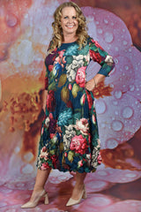 Nancy Pleated Dress - Adoring Tapestry Of Roses