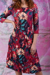Nancy Pleated Dress - Blooming Love  - SALE
