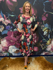 Front view Nancy Pleated Dress Floral Waltz – women’s floral dress