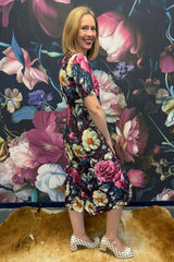 Side view Nancy Pleated Dress Floral Waltz – pleated floral dress