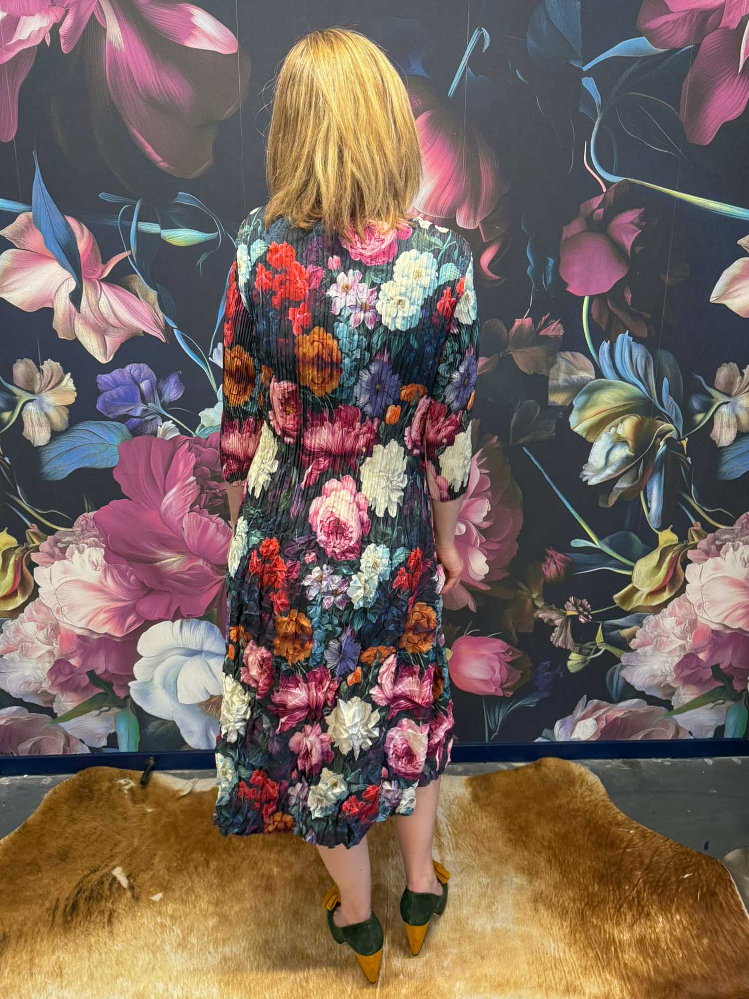 Back view Nancy Pleated Dress Floral Waltz – Annah Stretton floral fashion