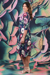 Nancy Pleated Dress - Rose Garden