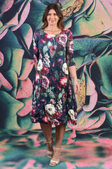 Nancy Pleated Dress - Rose Garden