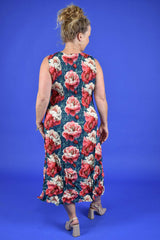 Nancy sleeveless dress in Vintage Peonies print NZ
