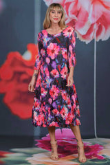 Nancy Pleated Dress - Fractured Florals