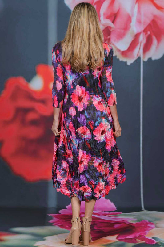 Nancy Pleated Dress - Fractured Florals