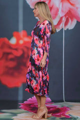 Nancy Pleated Dress - Fractured Florals