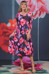 Nancy Pleated Dress - Fractured Florals