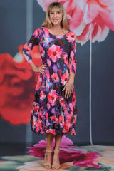 Nancy Pleated Dress - Fractured Florals