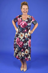 Nancy Ivy Pleated Dress Jungle Mulberry – NZ women’s floral dress