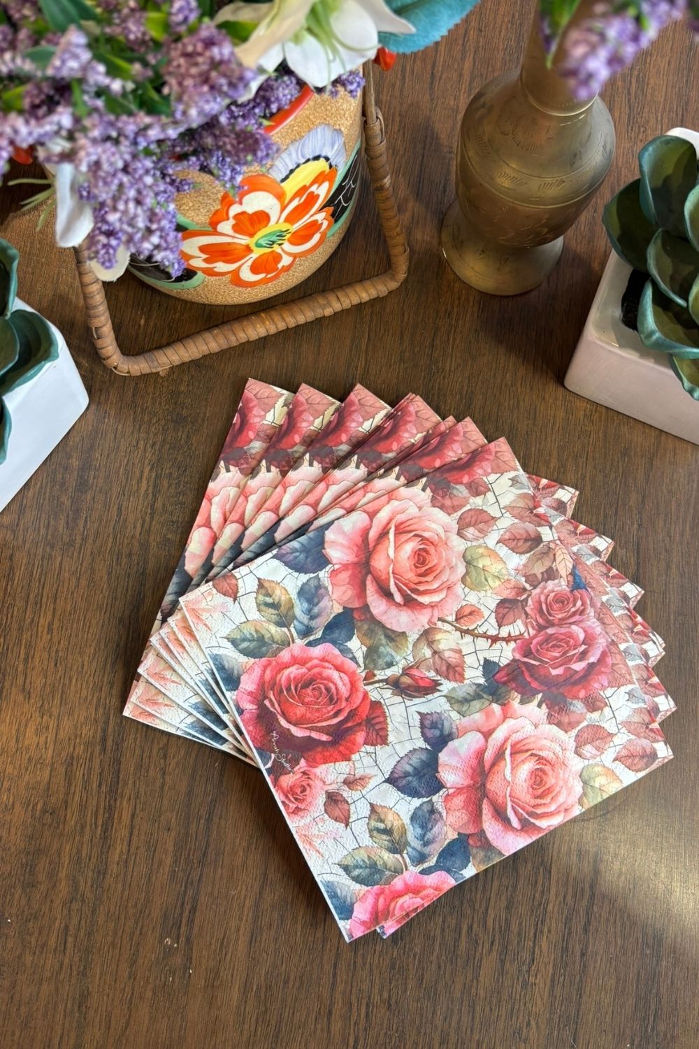 Heart Rose Paper Napkins - 20 pack