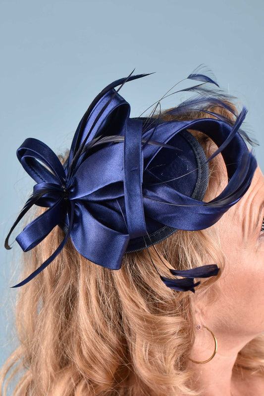 Ribbons In The Sky Fascinator - Navy