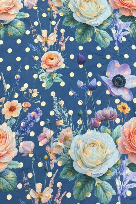 Cotton Wrap - Navy Spotty Floral