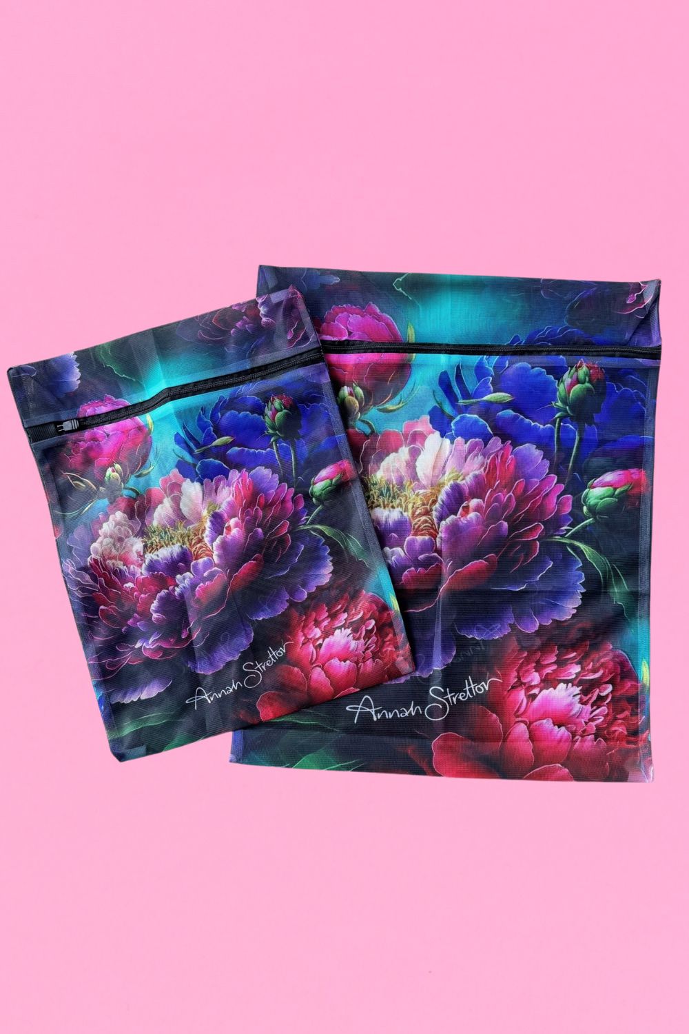 Dark Peonies Wash Bags - Two Sizes