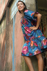 Colourful Roaring Bloom floral dress by Annah Stretton perfect for summer and weekend wear