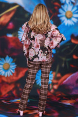 Cascading ruffle womens top