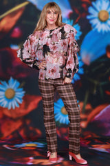 Elegant work blouse Sunday Rose print