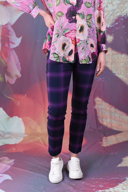 Vita Neri Pant - Purple Plaid