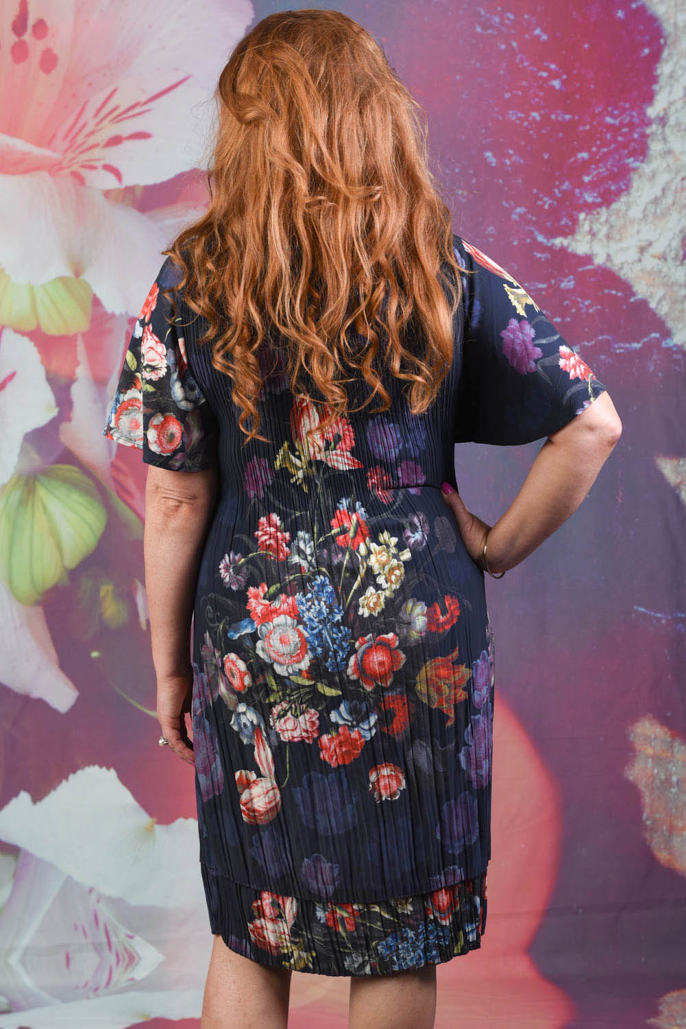 Back of the Pleat Me Dress in Dahlia by Annah Stretton
