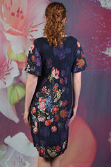 Back of the Annah Stretton Pleat Me Dress in Dahlia