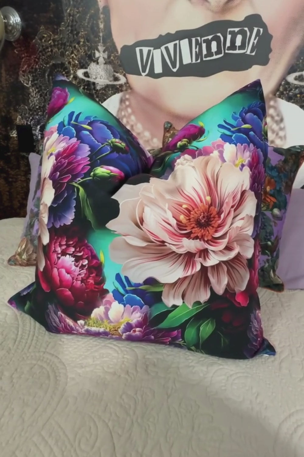 AS Reversible Euro Pillow Case - Dark Peonies - SALE