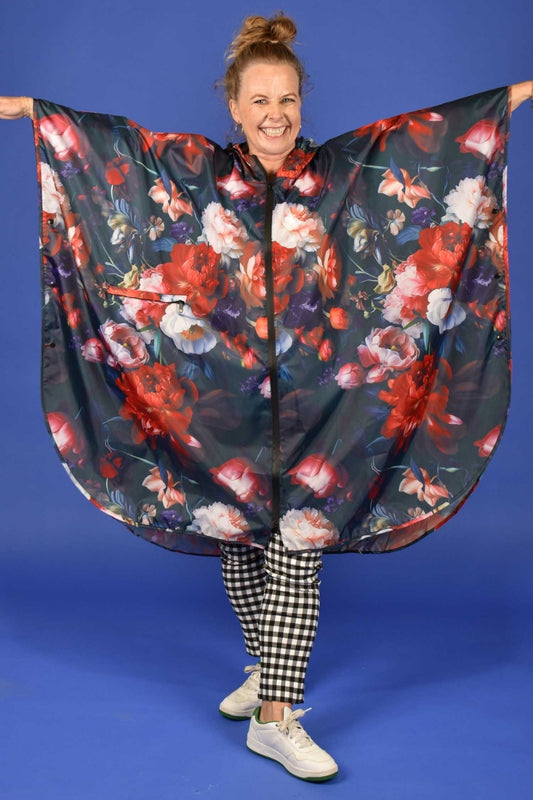 100% polyester with PVC waterproof zip front closure