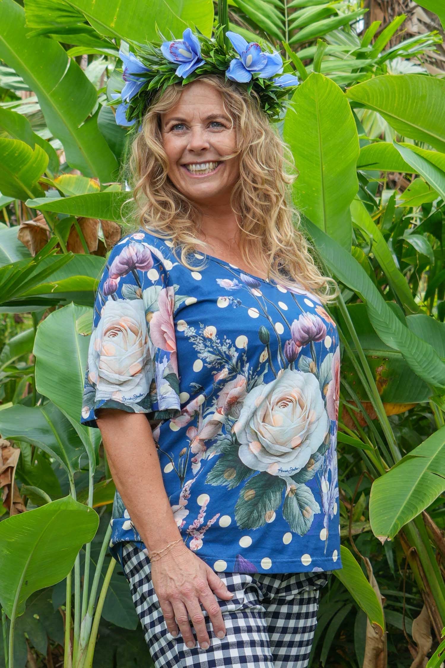 Spotty floral print T shirt – relaxed fit