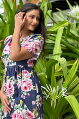 Saski Angel Dress - Navy Rose