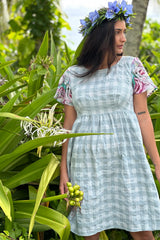 Saski Amber Dress - Blue Plaid Rose